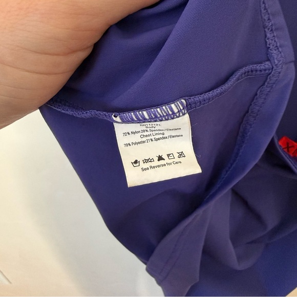 SPANX Purple Halter Tankini Top Criss Cross Waist Peplum Swim Shaping 14 - Picture 8 of 8